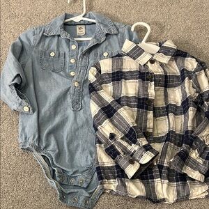 Bundle boys 2t 24 mo button ups chambray osh kosh bgosh cat and jack plaid blue